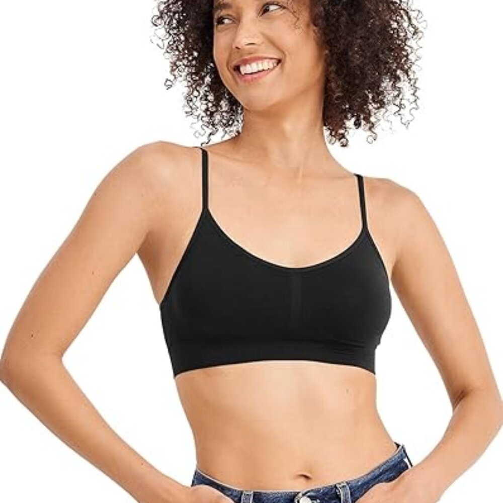 I12 2404 Jockey Women’s Bra Seamfree Modern Micro Stretch Cami Strap Bra Black
